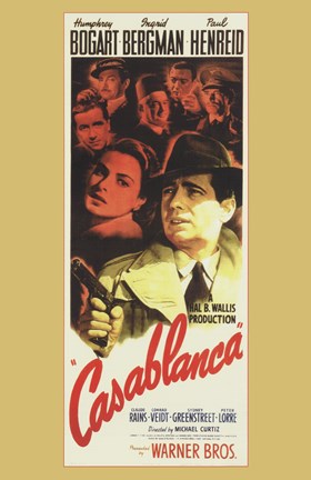 Framed Casablanca Vertical Movie Cast Print