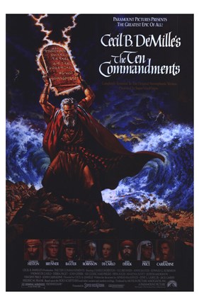 Framed Ten Commandments Cail B. DeMilles Print