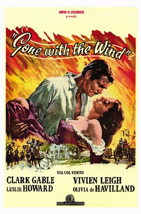 Framed Gone with the Wind Yellow Border Print