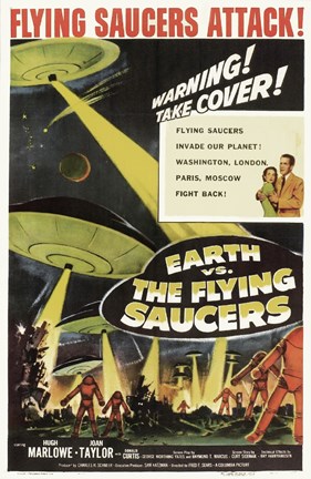 Framed Earth Vs the Flying Saucers Marlowe Print