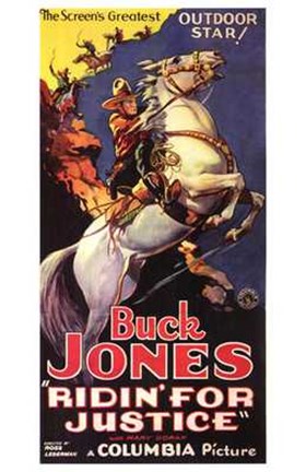 Framed Ridin&#39; for Justice Buck Jones Print