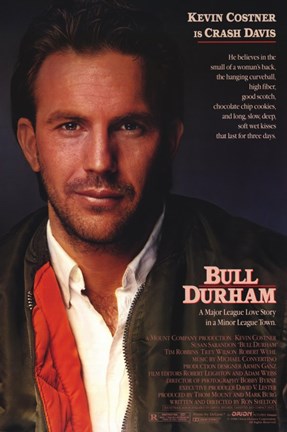 Framed Bull Durham Kevin Costner is Crash Davis Print