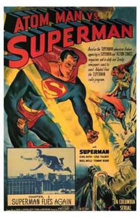Framed Atom Man Vs Superman Superman Flies Again Print