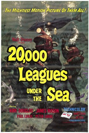 Framed 20000 Leagues Under the Sea Movie Print