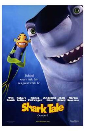 Framed Shark Tale - behind every little fish is a great white lie Print