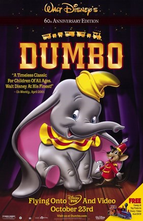 Framed Dumbo with Mouse Print