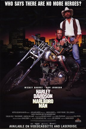 Framed Harley Davidson and Marlboro Man Mickey Rourke Print