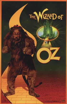 Framed Wizard of Oz Cowardly Lion Print