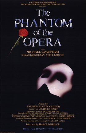 Framed Phantom of the Opera Broadway Musical Print