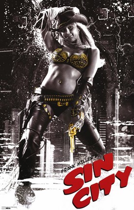 Framed Sin City Gold Cowgirl Print