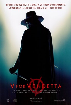 Framed V for Vendetta Silhouette Print