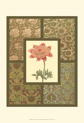 Framed Textile with Floral I Print