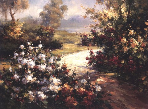 Framed Pathway of Flowers Print