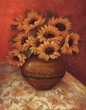 Framed Tuscan Sunflowers II - mini Print