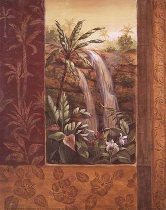 Framed Tropical Waterfall I Print