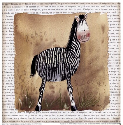 Framed Zebra on Safari Print
