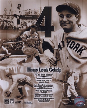 Framed Lou Gehrig - Legends of the Game Composite Print