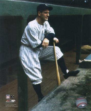 Framed Lou Gehrig - In dugout (color ) Print