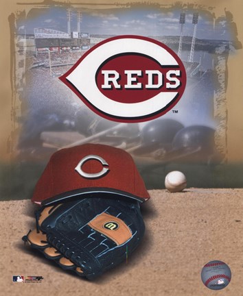 Framed Cincinnati Reds - &#39;05 Logo / Cap and Glove Print
