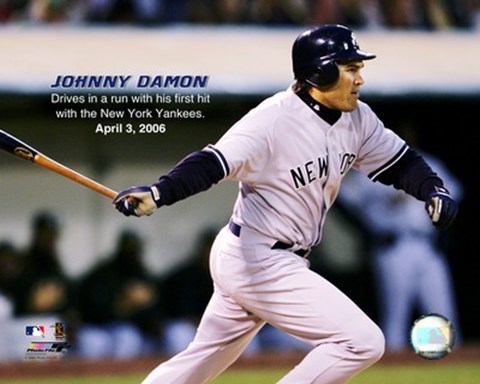 Framed Johnny Damon - 2006 1st Hit / (RBI) Print