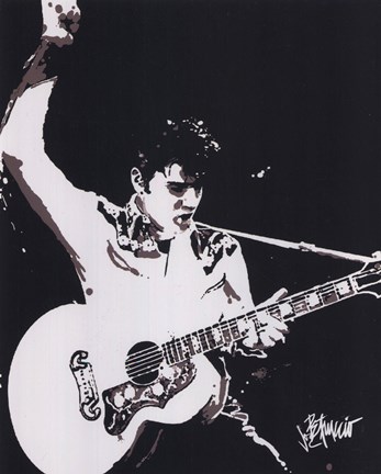 Framed Elvis - Guitar (postercard) Print