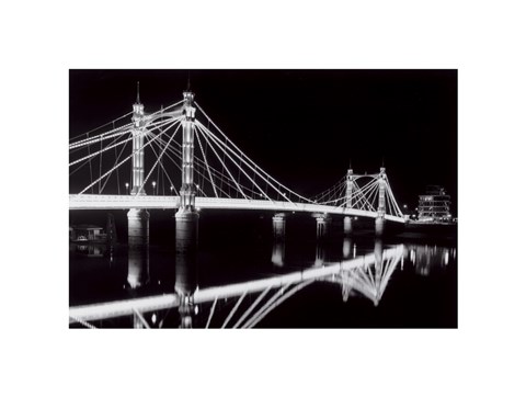 Framed Albert Bridge At Night Print