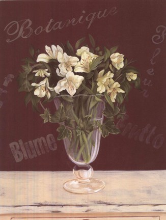 Framed White Flowers In Glass Vase Print