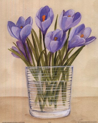 Framed Blue Tulips In Vase Print