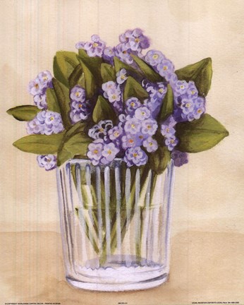 Framed Purple Flowers In Vase Print