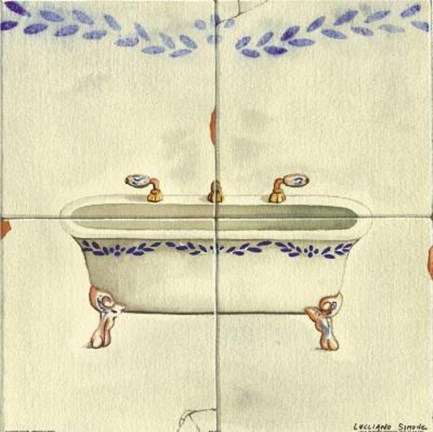 Framed Bathtub With Purple Design Print