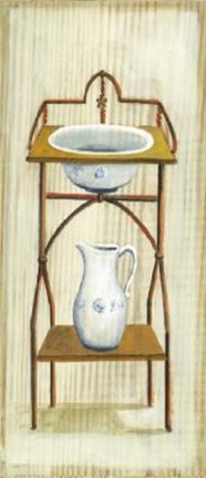 Framed Wash Stand With Basin Pitcher Print