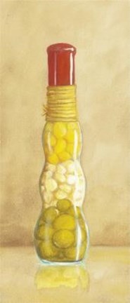 Framed Bottle With Olives Print