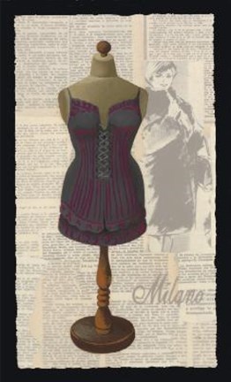 Framed Blue Red Milano Corset Print