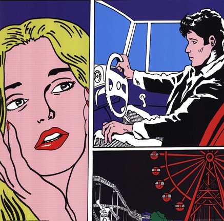 Framed Man, Woman, Ferris Wheel Print