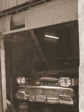 Framed Car In Garage Print