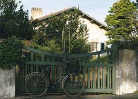 Framed Bicycle Near Green Gate Print