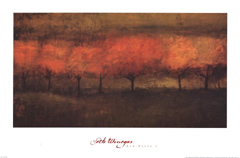 Framed Red Trees I Print