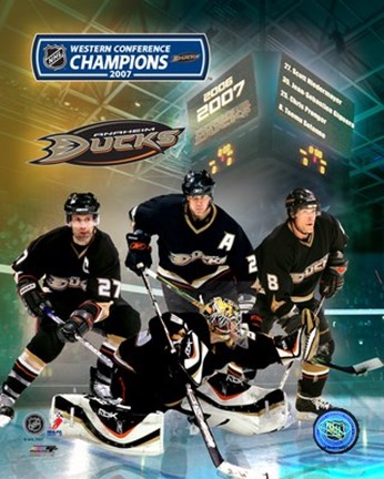 Framed 2007 - Ducks Western Conf. Champs /  Big 4 Print