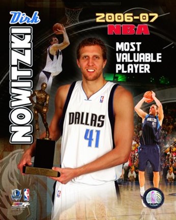 Framed Dirk Nowitzski - 2007 NBA M.V.P. / Portrait Plus Print