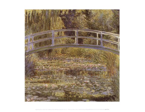 Framed Water Lily Pond and Bridge Print