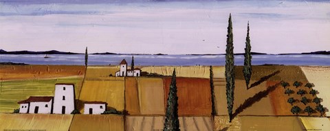 Framed Fields by the Sea II Print