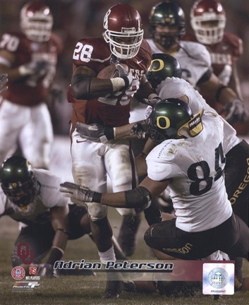 Framed Adrian Peterson University of Oklahoma Action Print
