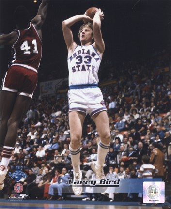 Framed Larry Bird Indiana State Sycamores Action Print