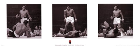 Framed Muhammad Ali - 1965 1st Round Knockout Against Sonny Liston - Triptych Print