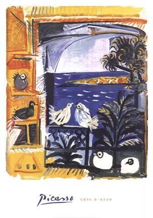 Framed Pigeons, 1957 Print