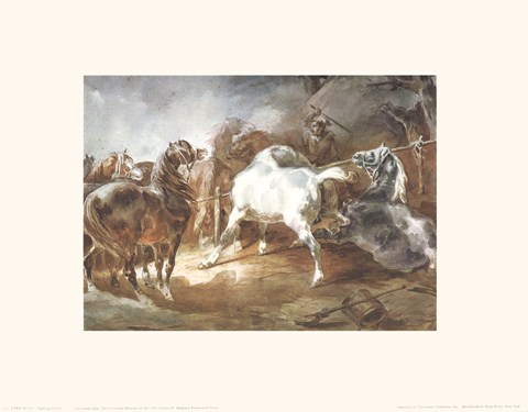 Framed Fighting Horses Print