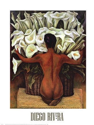 Framed Nude with Calla Lilies Print