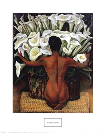 Framed Nude with Calla Lilies Print