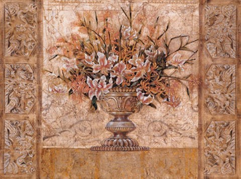 Framed Floral Tapestry (gold foil) Print
