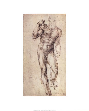 Framed Standing Male Nude Print